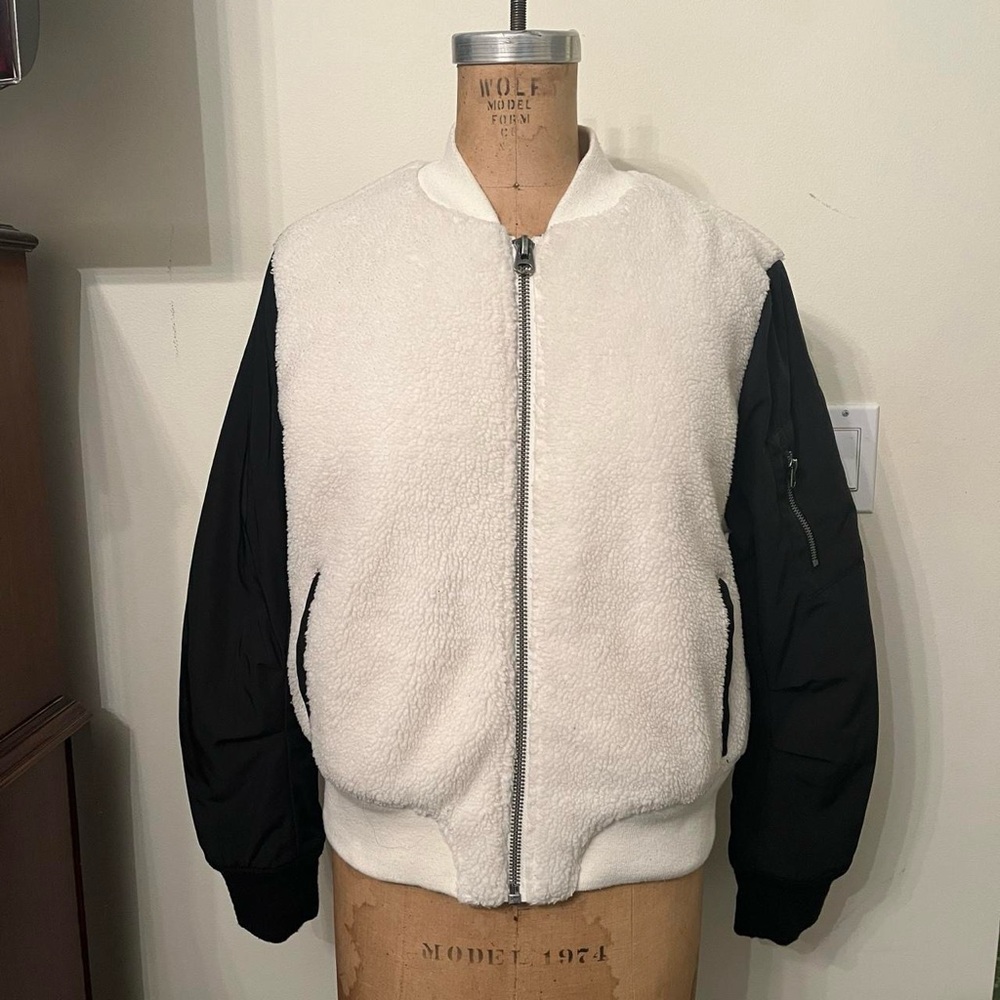 Topshop MA1 Sherpa Bomber Zip-Up Jacket